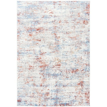 SAFAVIEH Amelia Seamus Distressed Abstract Area Rug, Ivory/Rust, 5'5" x 7'7"