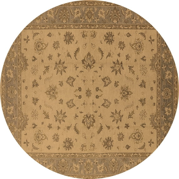 Ahgly Company Indoor Round Oriental Brown Traditional Area Rugs, 5' Round