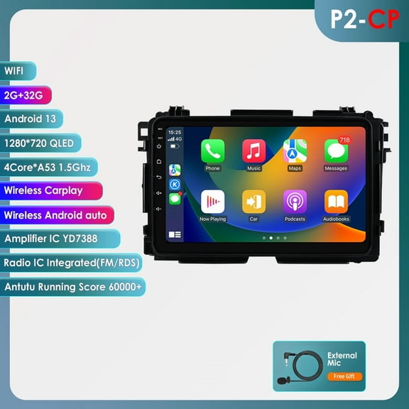 Ossuret Bluetooth Android 13 Apple CarPlay 2 32GB Wifi AUX Car Stereo Radio Head Unit Multimedia GPS Navigation Player For Honda Vezel HR-V 2014 2015 2016 2017 2018 2019