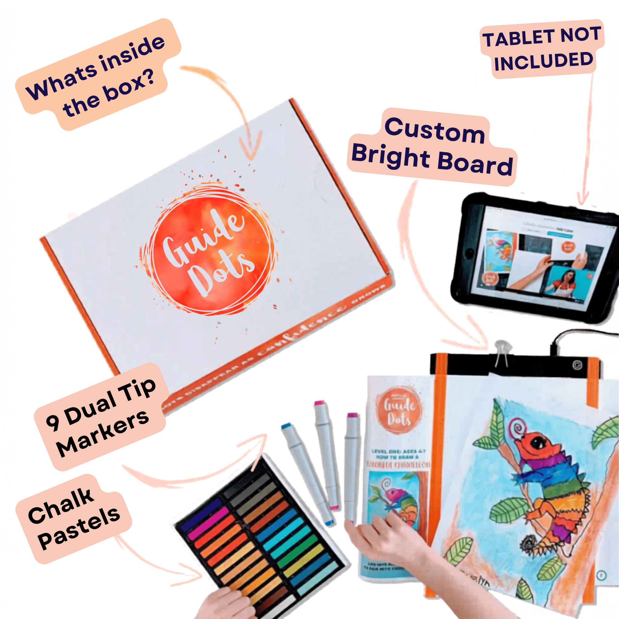 Kids Art Kit Ages 4–7 – Art Class in a Box w/Light Up Bright Board, Full Art Supplies Set & 2 Hours Teacher Guided Video Art Lessons – Creative Learning Activity for Boys & Girls, Homeschool, STEM