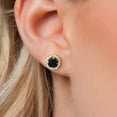 thumbnail image 3 of Gem Stone King 18K Yellow Gold Plated Silver Black Onyx Removable Jacket Stud Earrings for Women (1.60 Cttw, Gemstone Birthstone, Round 6MM), 3 of 6