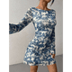 thumbnail image 5 of Minivestido de Larga con Hombros Descubiertos y Estampado Floral para Mujer Azul XXL, 5 of 8