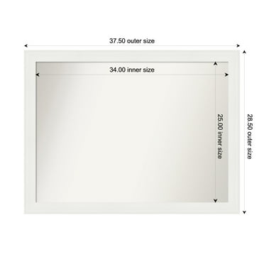 Amanti Art Custom Wall and Bathroom Mirror (28.5 x 37.5 in.), Vanity White Narrow Frame