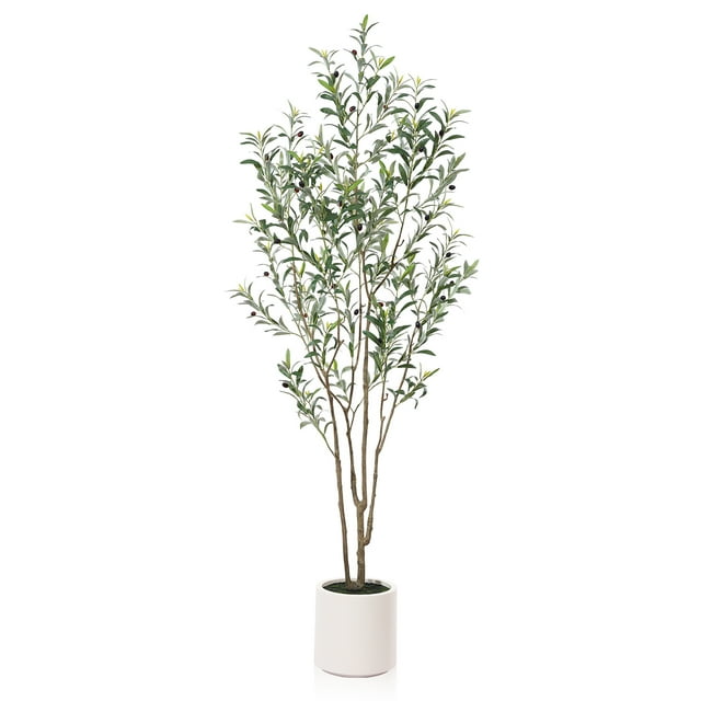 DR.Planzen Artificial Tree, 7 ft Indoor Multi-Trunk Olive tree, Perfect for Home, Office Decor