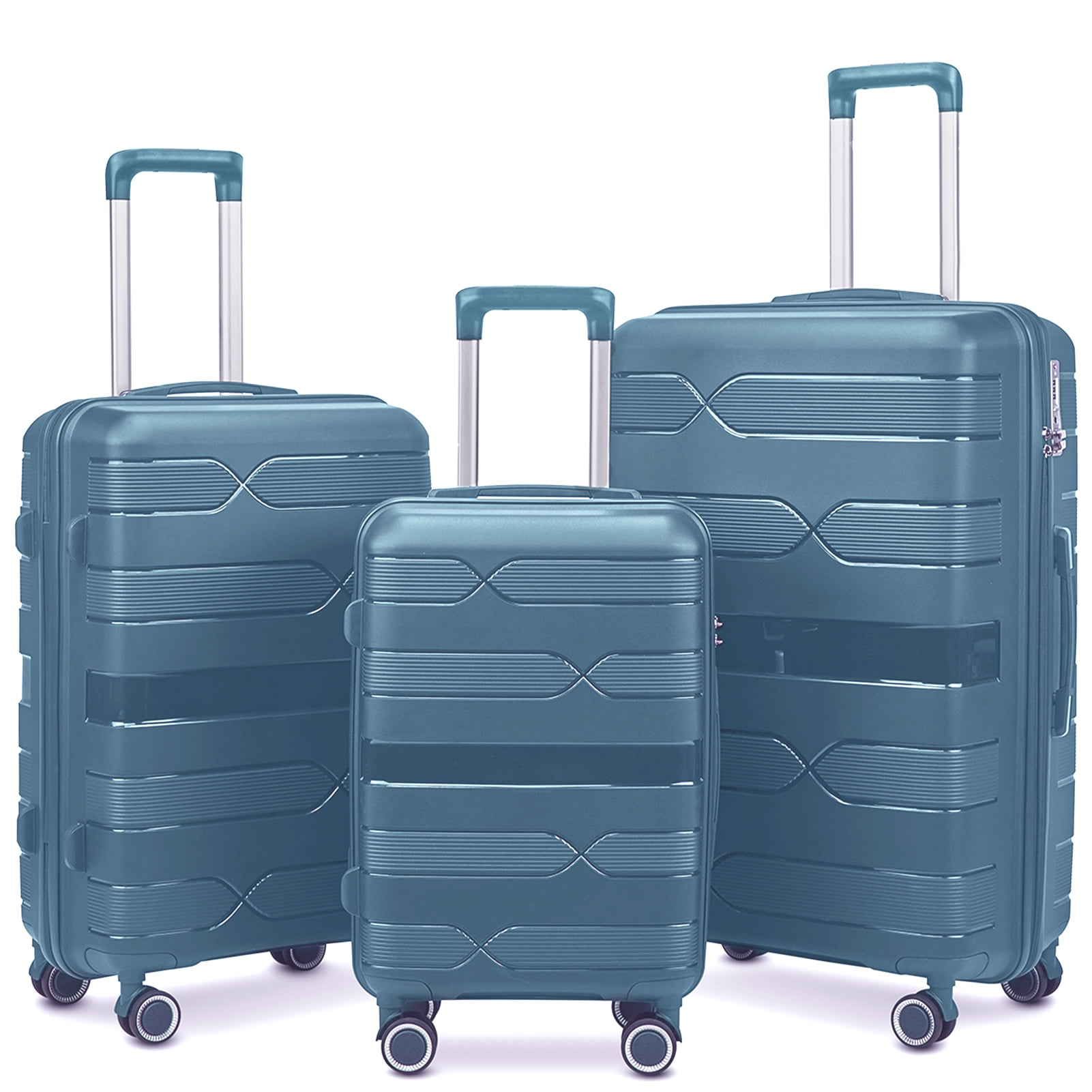 AEDILYS 3 Piece Luggage Sets, TSA Lock, 20" 24" 28", Lake Blue