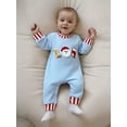 thumbnail image 6 of Cjfdfy Newborn Baby Boy Girl Christmas Romper Outfits Santa Embroidery Striped Crew Neck Long Sleeve Full Length Jumpsuit Fall Winter Clothes 0 3 6 12 18 Months, 6 of 9