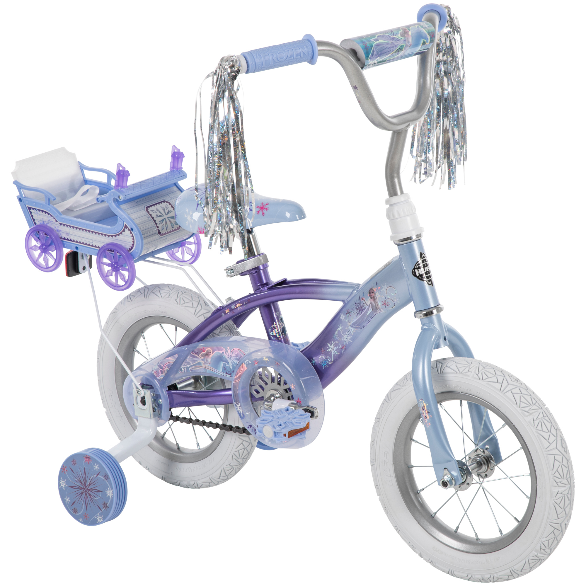 Disney Frozen 12 in. Bike with Doll Carrier Sleigh for Girl's, Ages 2+ Years, White and Purple by Huffy - image 16 of 19