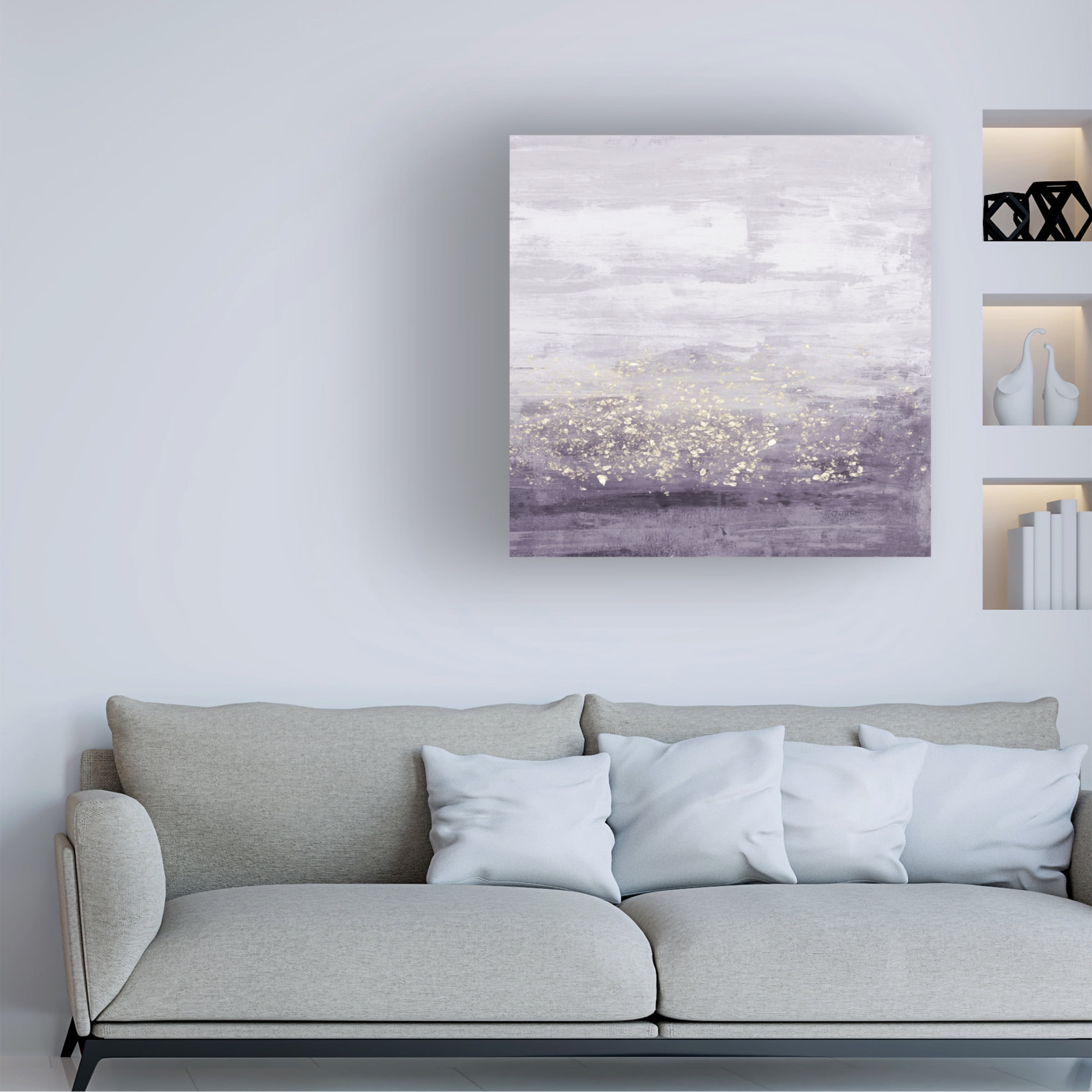 Trademark Fine Art Jennifer Goldberger Amethyst Glitter I Canvas Wall Art - 14x14