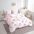 thumbnail image 2 of spefrowx Watercolor Pink Bow Twin Bedding for Girls, Polka Dot Ribbon Bedding Comforter Set, Pink Reversible, 7-Piece, 2 of 6