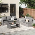 thumbnail image 2 of ELPOSUN 5 Pieces Outdoor Sectional PE Rattan Conversation Sofa Set with Gray Wicker Lovest, Gray, 2 of 6