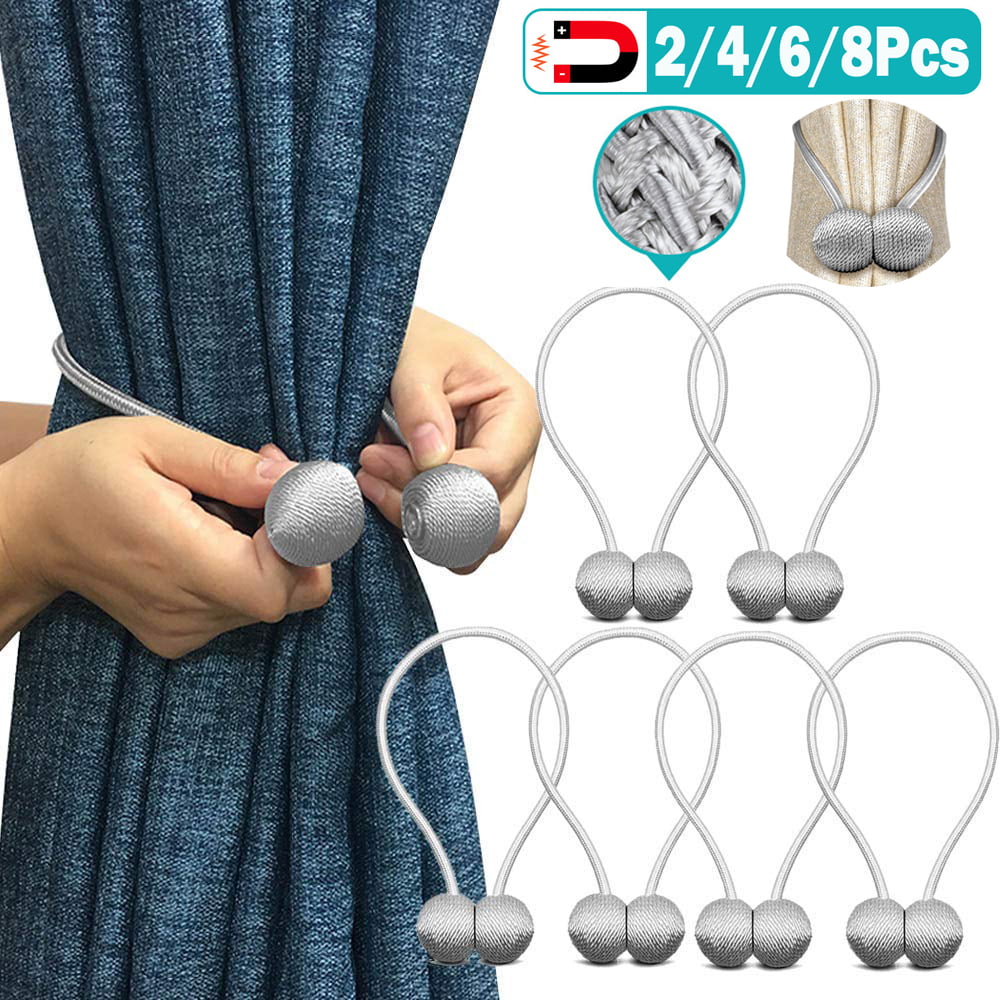 2-8Pcs Home Magnetic Crystal Curtain Tiebacks  Buckle Clips Holdbacks Extendable 
