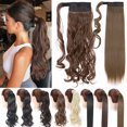 thumbnail image 3 of Benehair Clip in Ponytail Hair Extensions Pocket wrap around Long Thick Hairpiece as Human 18" Curly Light Brown, 3 of 9