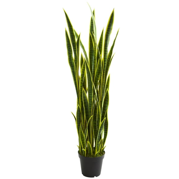 Nearly Natural 5' Plastic Sansevieria Artificial Plant, Green