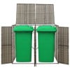 thumbnail image 7 of vidaXL Poly Rattan Double Wheelie Bin Shed Gray 55.1"x31.5"x46.1", 7 of 7