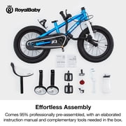 Royalbaby Boys Girls Kids Bike 14 In BMX Freestyle Blue 2 Hand Brakes Bicycles with Training Wheels Child Bicycle