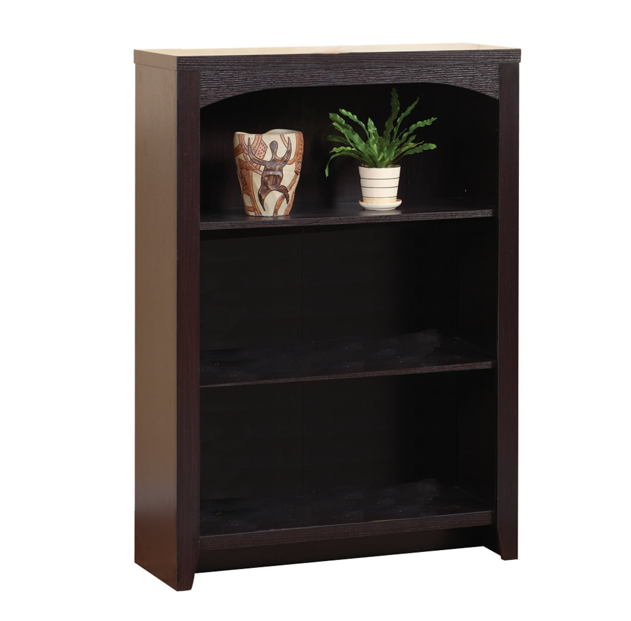 Transitional Style Wooden Bookcase with 3 Open Shelves, Brown Walmart