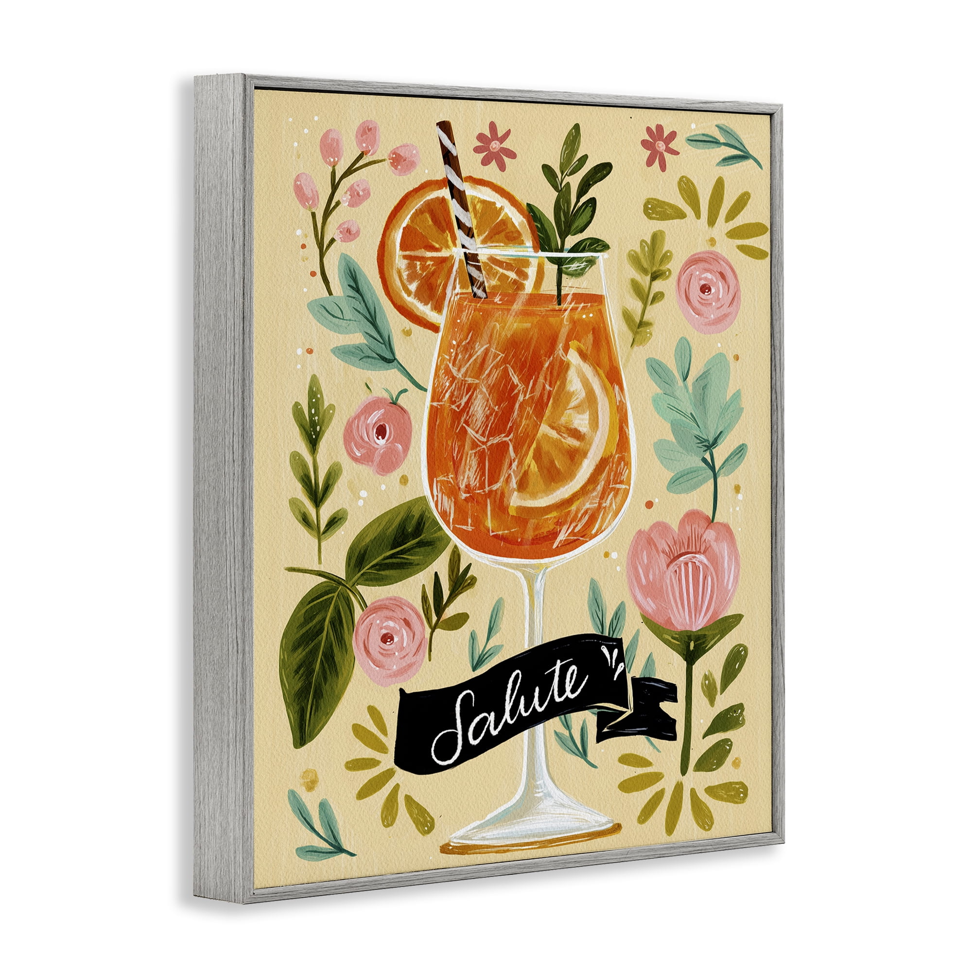 Stupell Industries Salute Citrus Cocktail Gray Framed Giclee Art, design by Yen