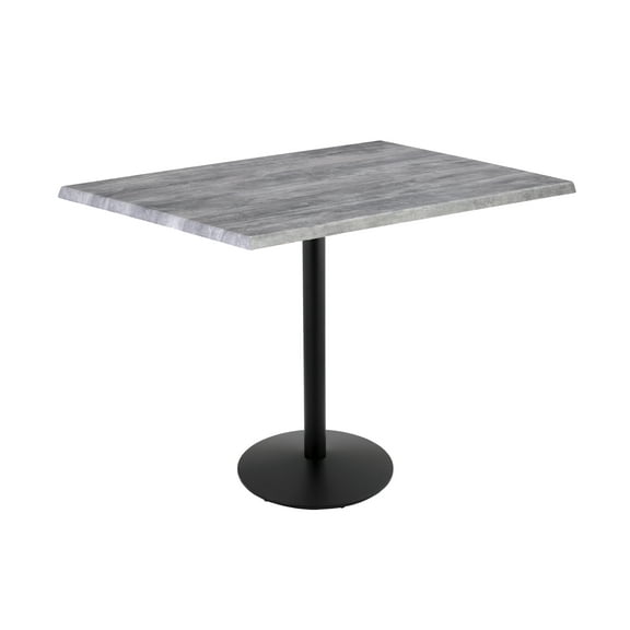 Indoor/Outdoor 42" Tall OD214 Black Table Base with 22" Diameter Foot and 30" x 48" Indoor/Outdoor Greystone Top by the Holland Bar Stool Co.