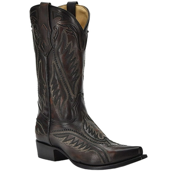 Corral Men's Inlay Western Boot Snip Toe Brown 8 1/2 D(M) US