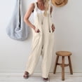 thumbnail image 2 of HBFAGFB Jumpsuit Womens Fashion Comfortable Shoulder Strap Loose Rompers with Pockets Beige Size XL, 2 of 6
