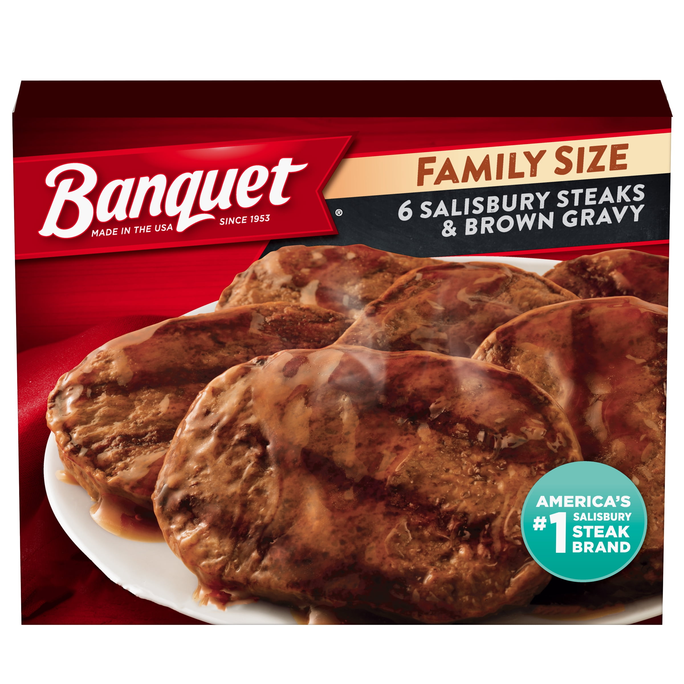 Banquet Salisbury Steaks & Brown Gravy Family Size, 6 count, 27 oz