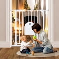 thumbnail image 4 of Pet Gate, 29.5''-34.25'' Domipet Pet Gate with Cat Door, Pressure Mount, Safety Gate Gift,White, 4 of 6