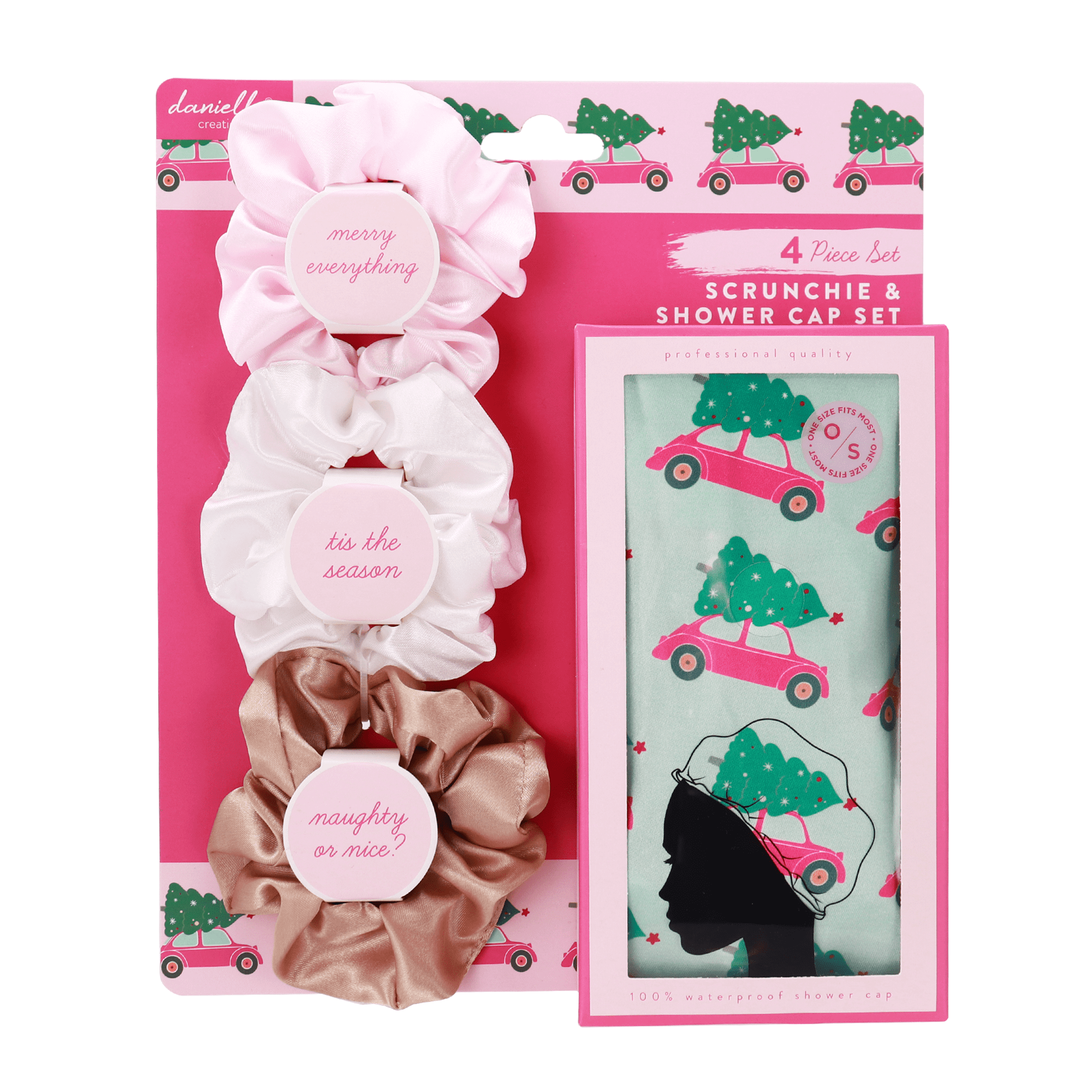 Danielle Creations 3 Piece Scrunchie & Shower Cap Set - Car Icon