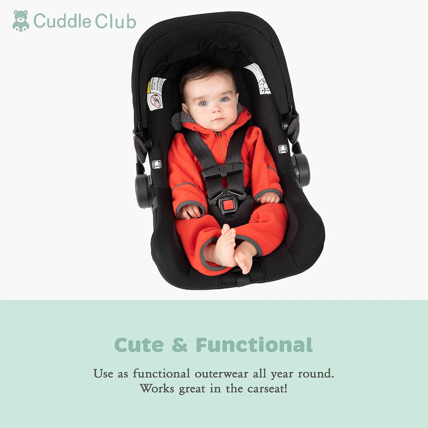 Cuddle Club One Piece Romper Hooded Fleece Onesie Jumper for Baby, Astronaut Orange 12-18 Mos
