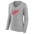 thumbnail image 2 of Women's Heather Gray Detroit Red Wings Primary Logo Team Long Sleeve V-Neck T-Shirt, 2 of 3