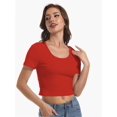 thumbnail image 2 of Women's Basic Scoop Neck Crop Tops Short Sleeve Tops, 2 of 4