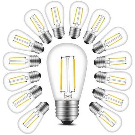 

(18-Pack) Yi Lighting Clear Cover 2W S14 LED Light Bulbs Dimmable Shatterproof for Outdoor String Lights Bulbs Replacement