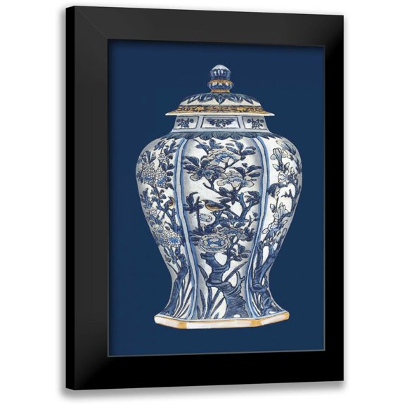 Vision Studio 11x14 Black Modern Framed Museum Art Print Titled - Blue and White Porcelain Vase I