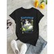 thumbnail image 2 of Camisetas para mujer, lindas camisetas con estampado gráfico, de manga corta, estilo casual, para veranoEveryday Comfort) Women's "EXLORES" Cat Graphic Tee - Casual & Sporty Round Neck Short Sleeve,, 2 of 6