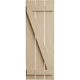 thumbnail image 2 of Ekena Millwork 17 1/2"W x 26"H Rustic Three Board Spaced Board-n-Batten Sandblasted Faux Wood Shutters w/Z-Board (Per Pair), Primed Tan, 2 of 10