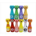 thumbnail image 3 of Juego de bolos de madera para niños Juego de bolos de madera colorido con 10 bolos con caras de animales 2 bolas Juguetes educativos para niños pequeños, 3 of 5