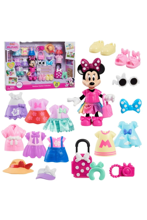 Disney Junior Minnie Mouse Fabulous Fashion Collection Articulated Doll and Accessories, 22-pieces Baby and Toddler Toys