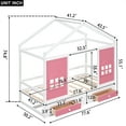 thumbnail image 4 of Harper & Bright Designs Twin Size Floor House Bed Frame with 2 Drawers and Window Decoration, Wood Twin Montessori Bed Frame for Kids Teens, White+Pink, 4 of 13