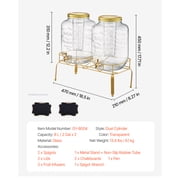 KFFKFF Set of 2 Glass Drink Dispensers with Metal Stand, 2-Gallon Capacity Each, Stainless Steel Spigot, Infuser, Ideal for Serving Beverages at Gatherings