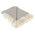 thumbnail image 2 of DII 60x50" Modern Cotton Diamond Stitch Throw with Fringe in Gray/Ivory, 2 of 7
