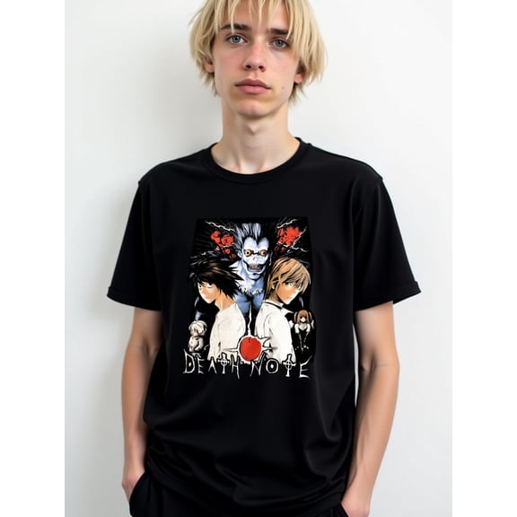 Death Note Anime T-Shirt men round neck T-shirt black gifts elegant Fashionable summer T-shirt, machine washable Trendy Unisex Shirt Graphic tshirts