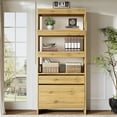 thumbnail image 2 of Tribesigns 2-Drawer Vertical File Cabinet with Open Bookshelf, Modern Design Filing Storage for Home Office, Letter/Legal/A4 Sizes, Oak, 2 of 7