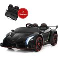 thumbnail image 1 of Gymax 12V 2-Seater Licensed Lamborghini Kids Ride On Car w/ RC & Swing Function Black, 1 of 10
