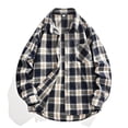thumbnail image 3 of TKKCS Mens Plaid Long Sleeve Button Down Shirts with Pocket- Turndown collar Regular Fit Lightweight Daily Wear Work Casual Shirts Dark Blue Size L, 3 of 4