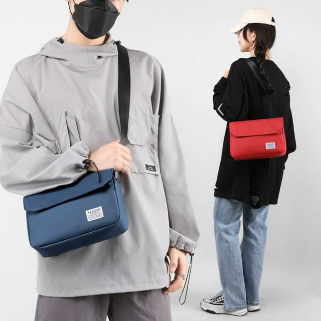 Bolsa bandolera de nylon con múltiples compartimentos - Bolso de hombro de gran capacidad, 28x20x8cm, correa extraíble para trabajo, viajes y uso diario