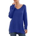 thumbnail image 1 of T-shirt à Manches Longues à Col en V pour Femmes, à Manches Longues, à Manches Longues, 1 of 4