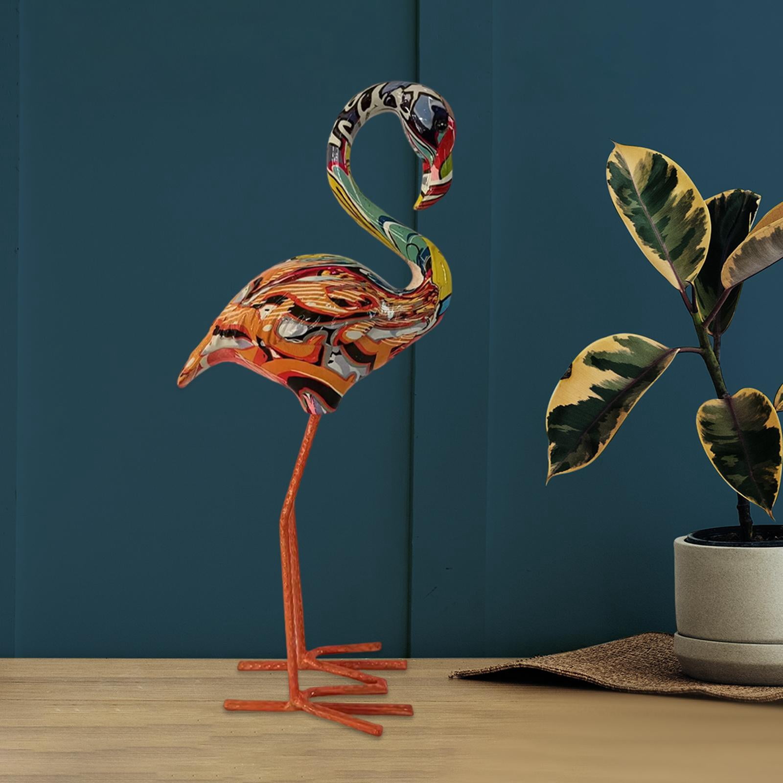 yotijay Flamingo Garden Statue Birds Sculptures Indoor Outdoor Lawn Home Ornaments Resin A