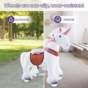 PonyCycle Kid-Powered Unicorn Ride-On Toy, No Battery, Smooth Wheels, Ages 4-7, White, Ux404