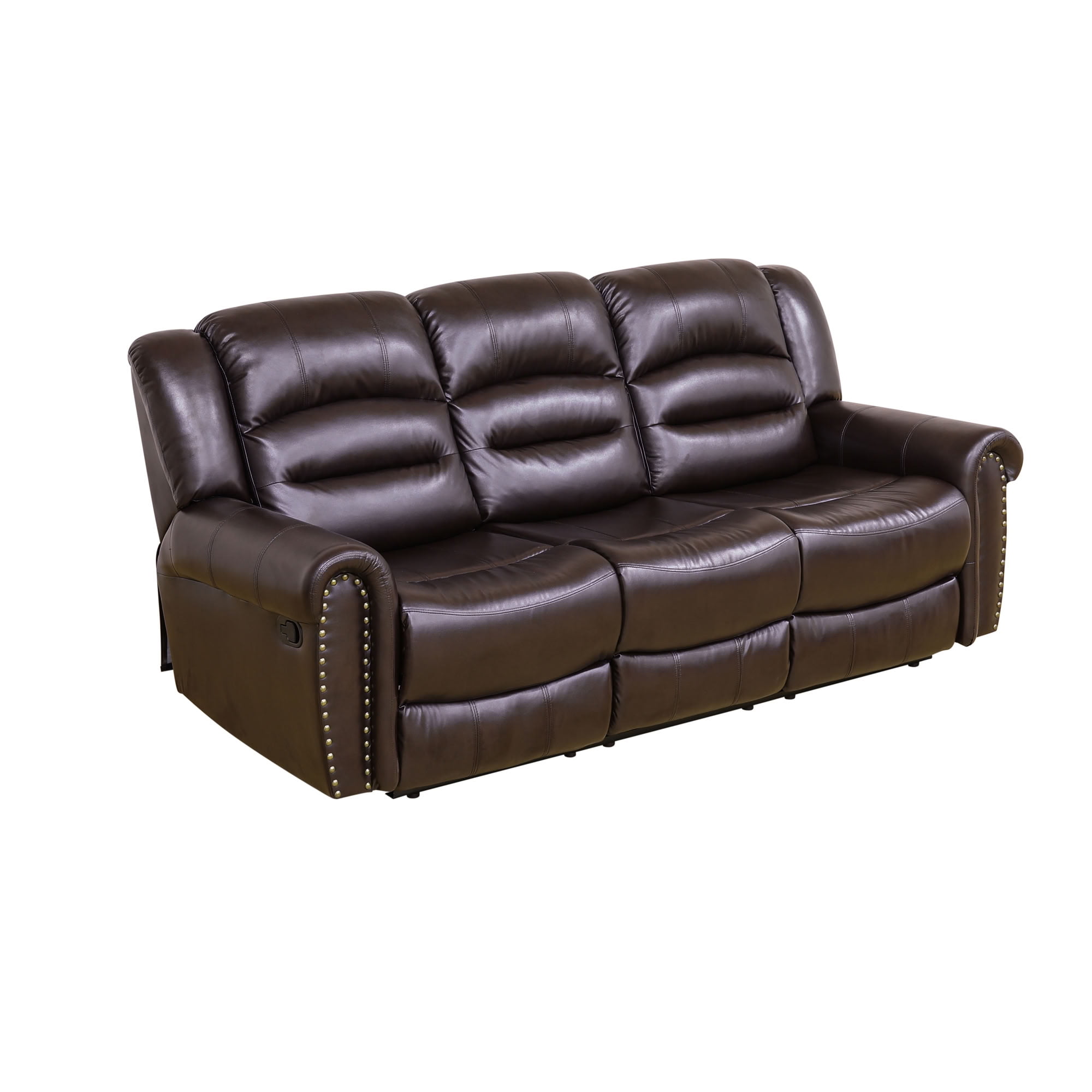 MAYEERTY 3-Seater Recliner Sofa, Breathable Leather Sofa with Reversible Coffee Table for Family Living Room & Home Theater Spaces