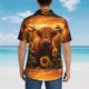 thumbnail image 4 of Balery Vintage Sunflower Cow B Camisas hawaianas de manga corta para hombre, camisas playeras de corte holgado, camisas de vacaciones con botones,3X-Large, 4 of 7