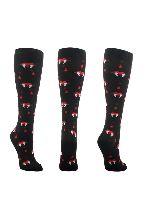 Crew Socks for Women, 1 Pairs Unisex Compression Knee High Socks Fashion Heart Pattern Funny Gift for Teen Girls Cotton Pregnancy Sports Travel Flight, Ankle Socks Men, ,